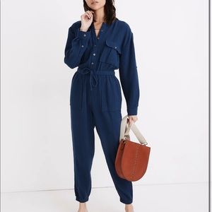 Madewell Lightspun Tapered-Leg Jumpsuit in Coastal Blue